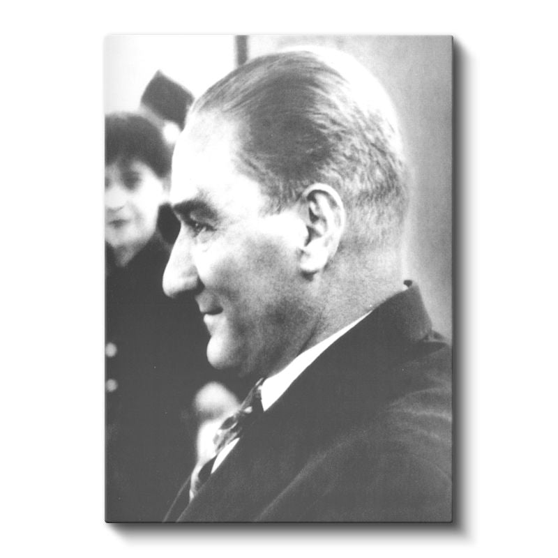 Profil Atatürk - Siyah Beyaz Portre Kanvas Tablo