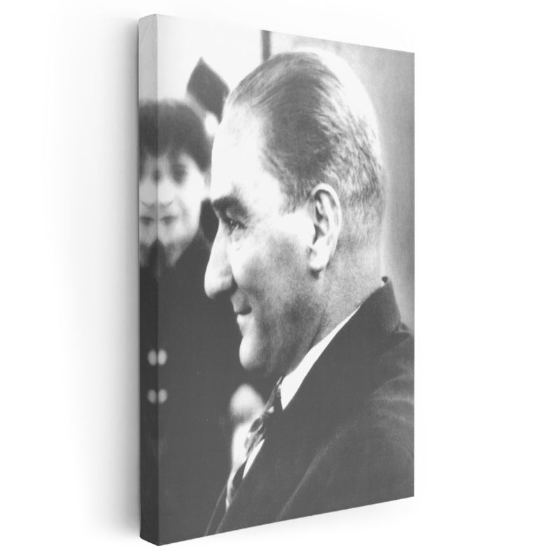 Profil Atatürk - Siyah Beyaz Portre Kanvas Tablo