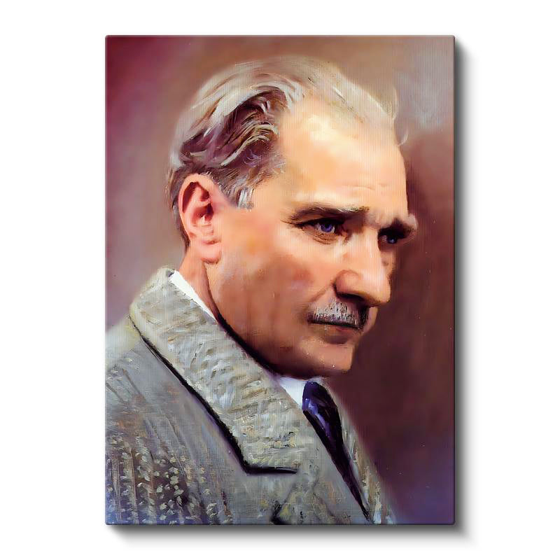Dikey Kanvas Tablo Atatürk Kürk Yakalı Atatürk Tablosu Ev Ofis Duvar Dekoru