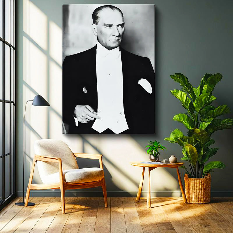 Dikey Kanvas Tablo Atatürk Frak Giyim Atatürk Tablosu Ev Ofis Duvar Dekoru