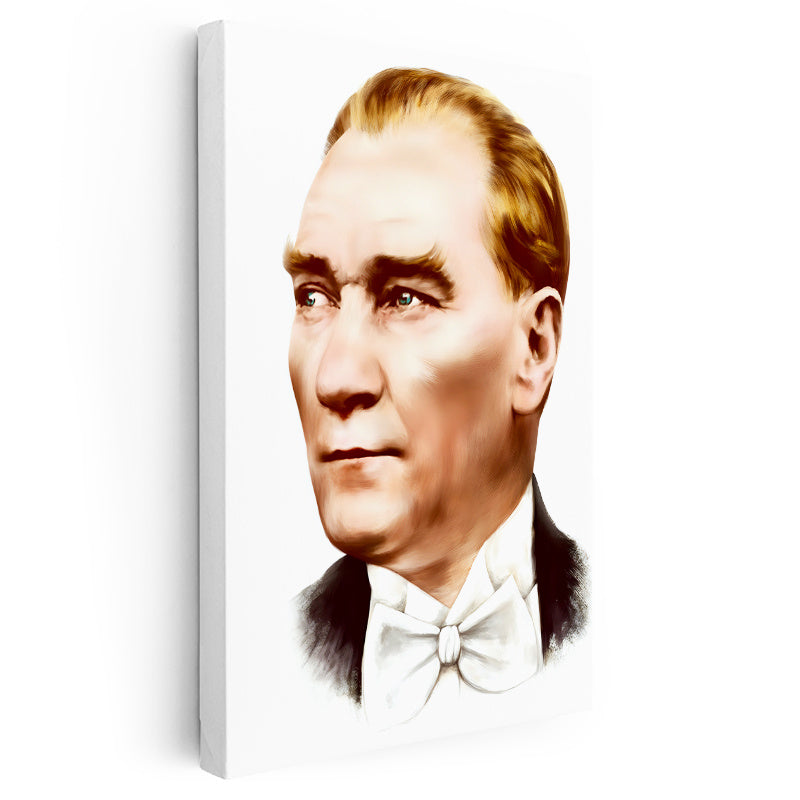 Dikey Kanvas Tablo Atatürk Papyonlu Çizim Atatürk Tablosu Ev Ofis Duvar Dekoru