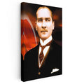 Dikey Kanvas Tablo Atatürk Bayrak Fonlu Atatürk Tablosu Ev Ofis Duvar Dekoru
