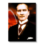 Dikey Kanvas Tablo Atatürk Bayrak Fonlu Atatürk Tablosu Ev Ofis Duvar Dekoru
