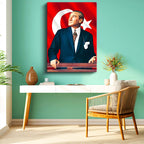 Dikey Kanvas Tablo Atatürk Ufka Bakış Atatürk Tablosu Ev Ofis Duvar Dekoru