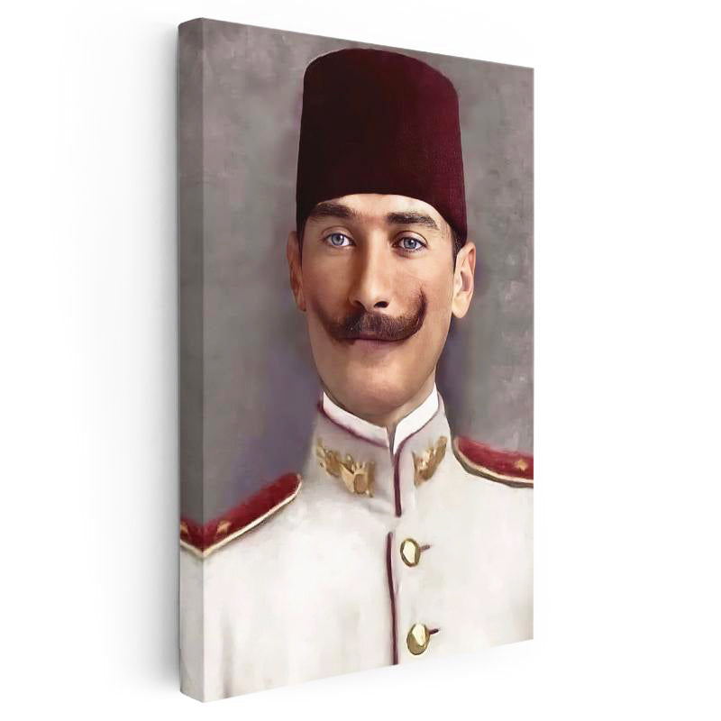 Dikey Kanvas Tablo Atatürk Fesli Gençlik Atatürk Tablosu Ev Ofis Duvar Dekoru
