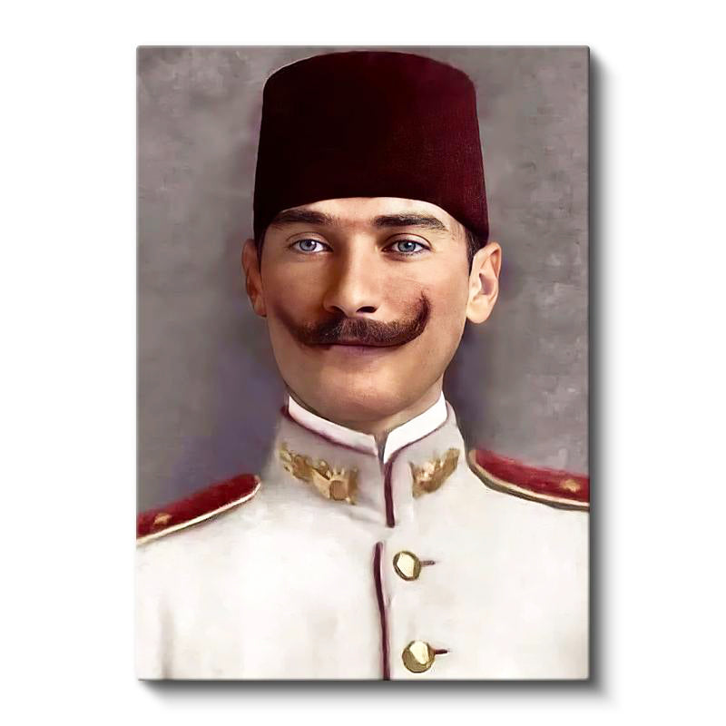 Dikey Kanvas Tablo Atatürk Fesli Gençlik Atatürk Tablosu Ev Ofis Duvar Dekoru