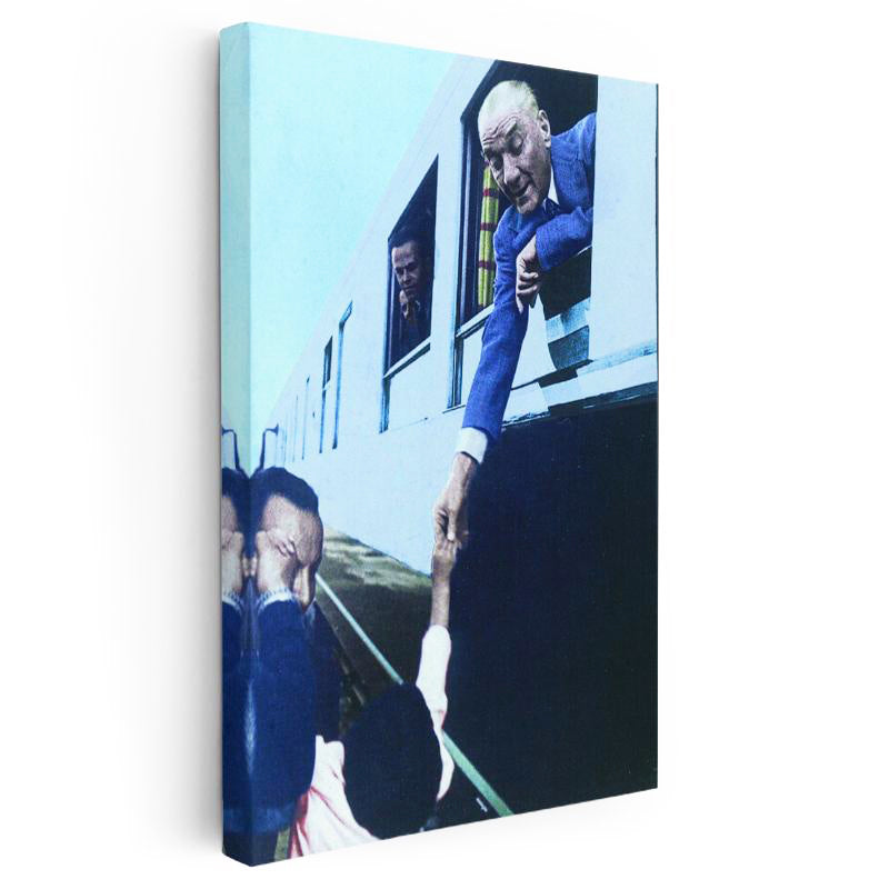 Dikey Kanvas Tablo Atatürk Tren Gezisi Atatürk Tablosu Ev Ofis Duvar Dekoru
