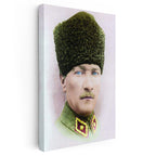Dikey Kanvas Tablo Atatürk Kalpaklı Askeri Portre Atatürk Tablosu Ev Ofis Duvar Dekoru