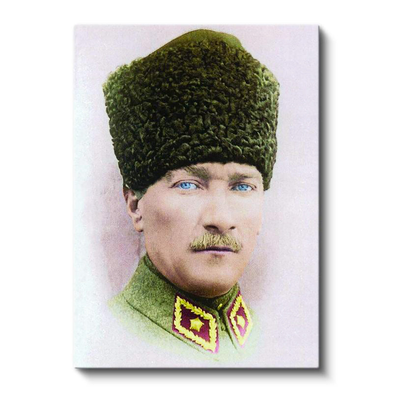 Dikey Kanvas Tablo Atatürk Kalpaklı Askeri Portre Atatürk Tablosu Ev Ofis Duvar Dekoru