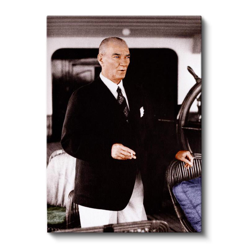 Dikey Kanvas Tablo Atatürk Gemi Güvertesi Atatürk Tablosu Ev Ofis Duvar Dekoru