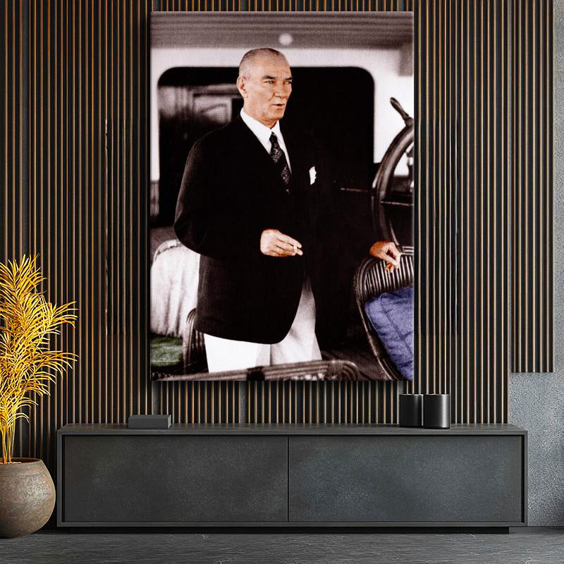 Dikey Kanvas Tablo Atatürk Gemi Güvertesi Atatürk Tablosu Ev Ofis Duvar Dekoru