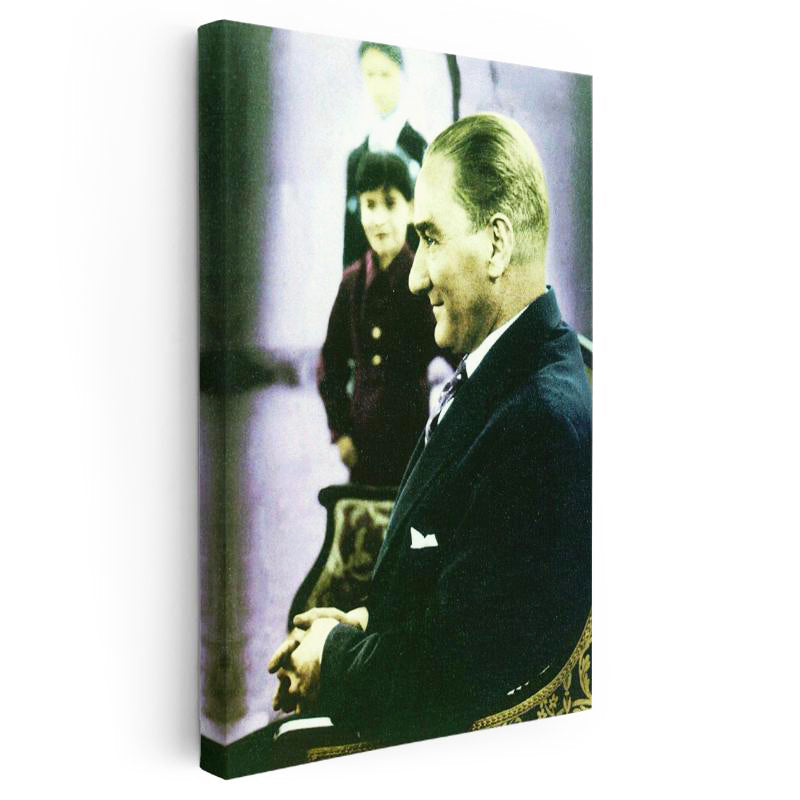 Dikey Kanvas Tablo Atatürk Yan Profil Atatürk Tablosu Ev Ofis Duvar Dekoru