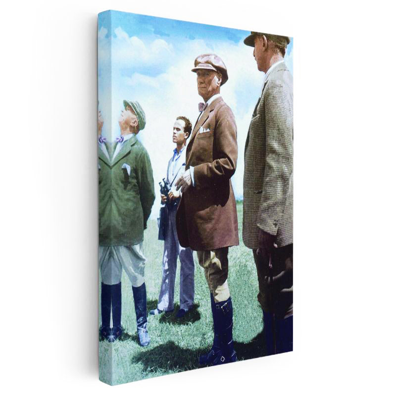 Dikey Kanvas Tablo Atatürk Kasketli Stil Atatürk Tablosu Ev Ofis Duvar Dekoru