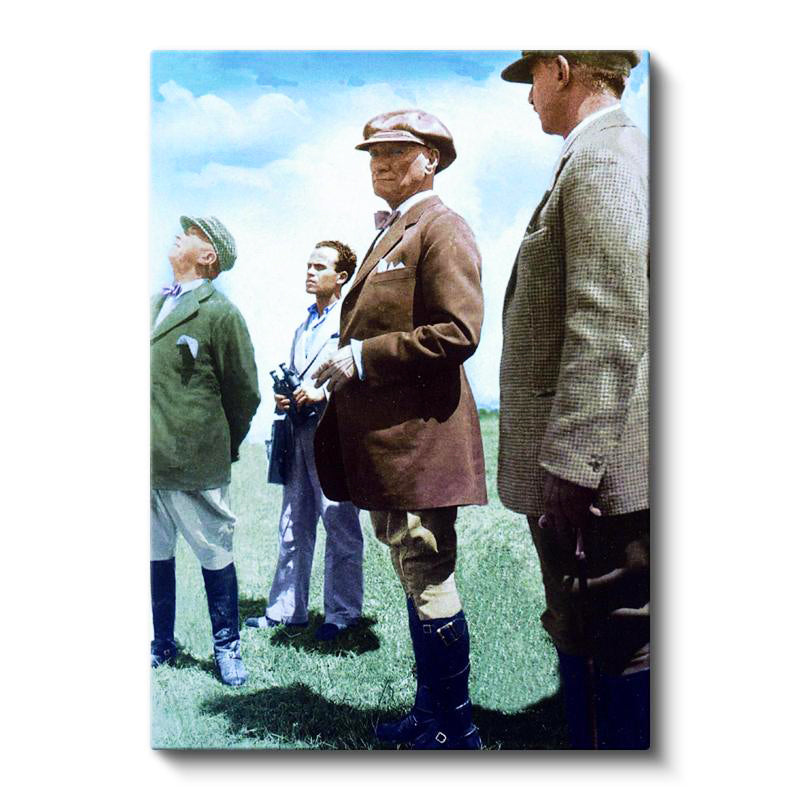 Dikey Kanvas Tablo Atatürk Kasketli Stil Atatürk Tablosu Ev Ofis Duvar Dekoru