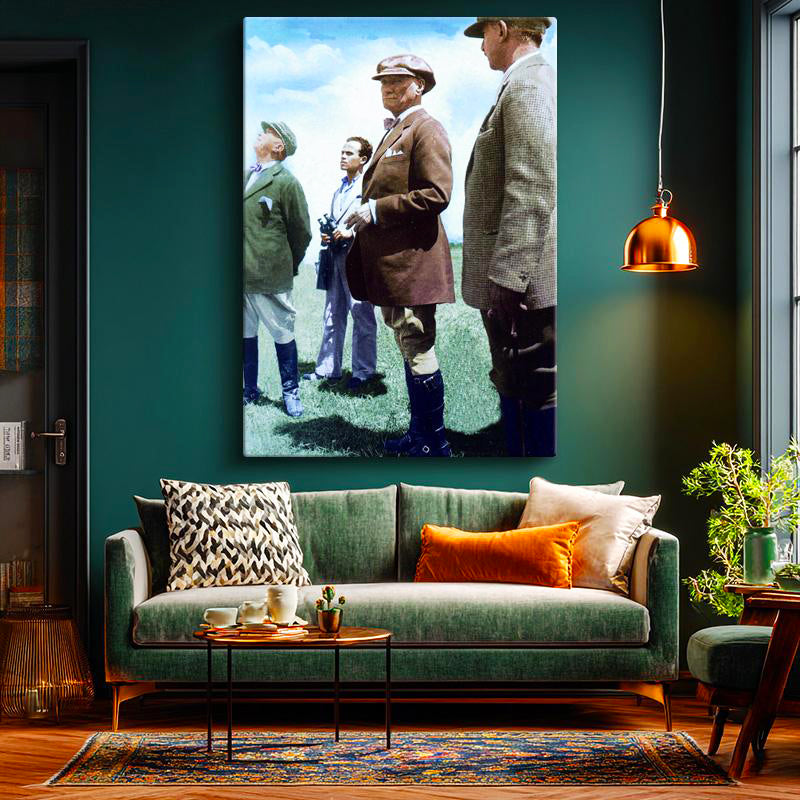 Dikey Kanvas Tablo Atatürk Kasketli Stil Atatürk Tablosu Ev Ofis Duvar Dekoru