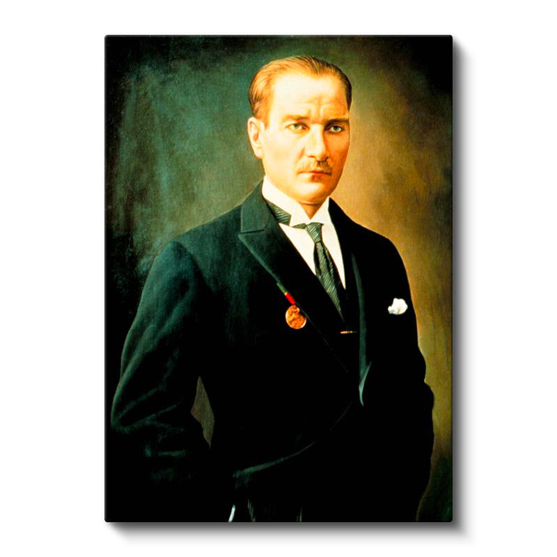 Dikey Kanvas Tablo Atatürk Madalyalı Duruş Atatürk Tablosu Ev Ofis Duvar Dekoru