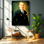 Dikey Kanvas Tablo Atatürk Madalyalı Duruş Atatürk Tablosu Ev Ofis Duvar Dekoru