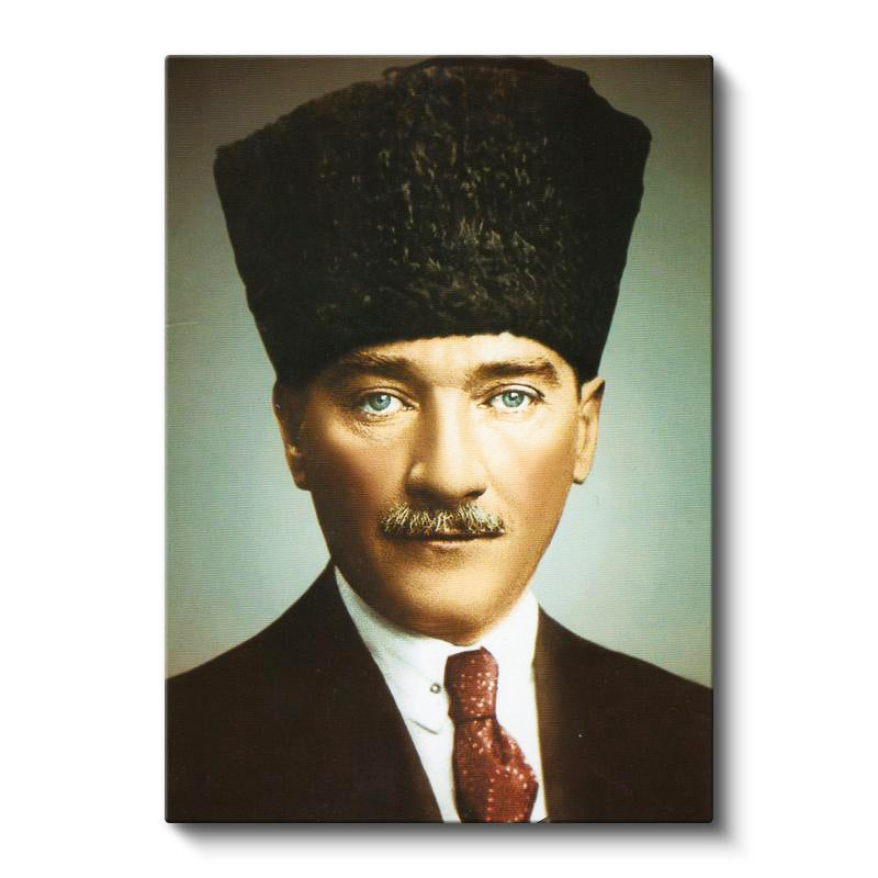 Dikey Kanvas Tablo Atatürk Kalpaklı Sivil Atatürk Tablosu Ev Ofis Duvar Dekoru