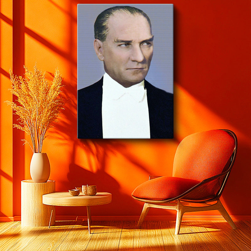 Dikey Kanvas Tablo Atatürk Smokinli Portre Detay Atatürk Tablosu Ev Ofis Duvar Dekoru