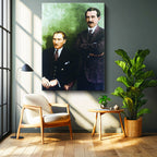 Dikey Kanvas Tablo Atatürk İnönü İle Resmi Poz Atatürk Tablosu Ev Ofis Duvar Dekoru