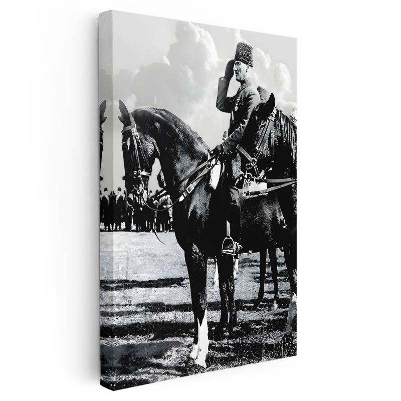 Dikey Kanvas Tablo Atatürk At Üstünde Selam Atatürk Tablosu Ev Ofis Duvar Dekoru