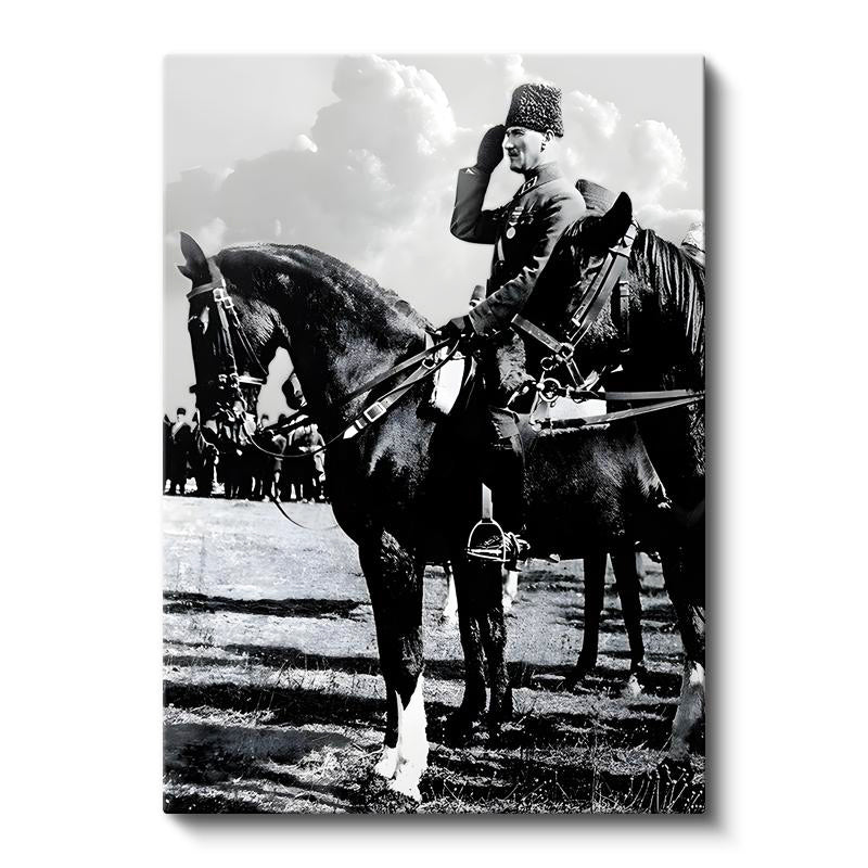 Dikey Kanvas Tablo Atatürk At Üstünde Selam Atatürk Tablosu Ev Ofis Duvar Dekoru