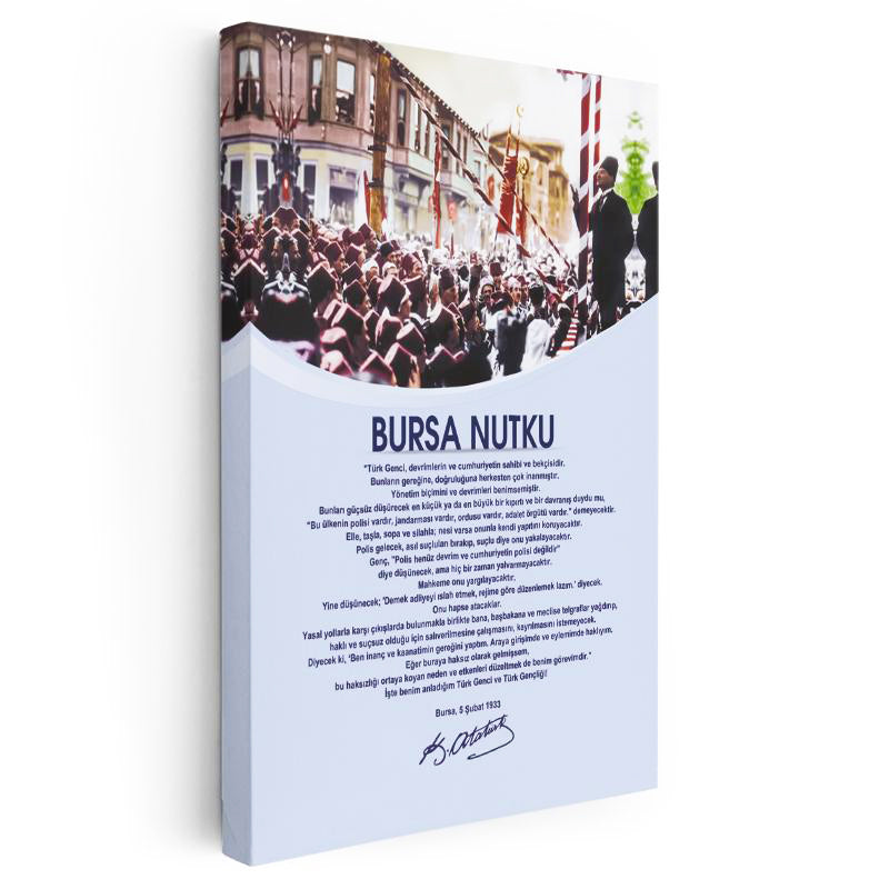 Dikey Kanvas Tablo Atatürk Bursa Nutku Metinli Atatürk Tablosu Ev Ofis Duvar Dekoru