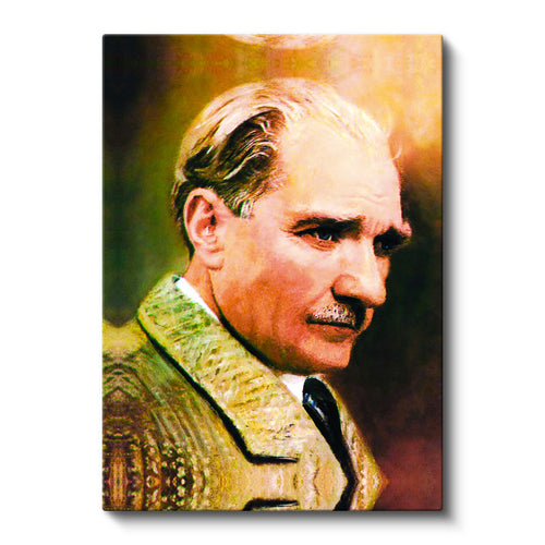 Dikey Kanvas Tablo Atatürk Kalın Yaka Palto Atatürk Tablosu Ev Ofis Duvar Dekoru