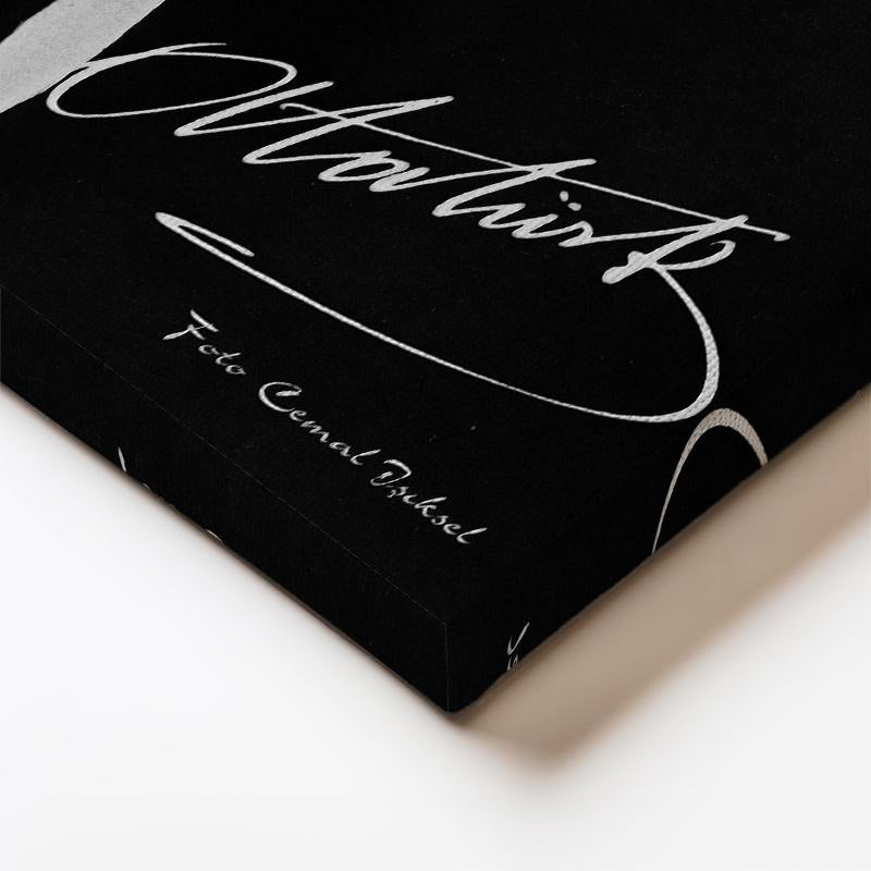 Dikey Kanvas Tablo Atatürk İmzalı Gölge Portre Atatürk Tablosu Ev Ofis Duvar Dekoru