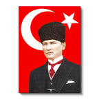Dikey Kanvas Tablo Atatürk Türk Bayrağı Temalı Atatürk Tablosu Ev Ofis Duvar Dekoru