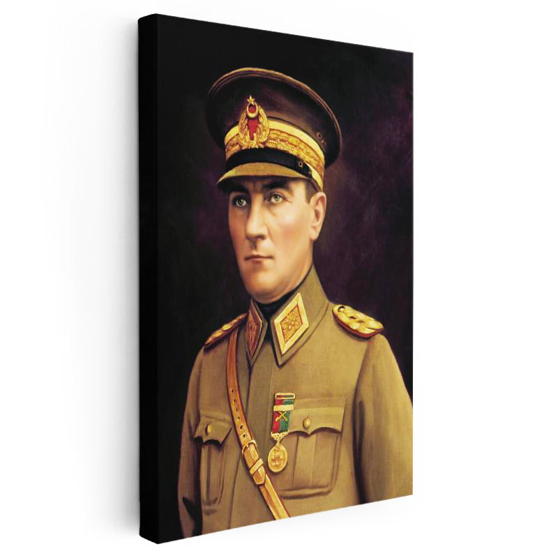 Dikey Kanvas Tablo Atatürk Genç Subay Çizimi Atatürk Tablosu Ev Ofis Duvar Dekoru