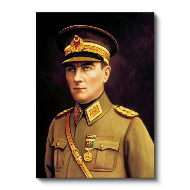 Dikey Kanvas Tablo Atatürk Genç Subay Çizimi Atatürk Tablosu Ev Ofis Duvar Dekoru