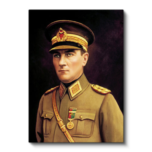 Dikey Kanvas Tablo Atatürk Genç Subay Çizimi Atatürk Tablosu Ev Ofis Duvar Dekoru