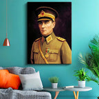 Dikey Kanvas Tablo Atatürk Genç Subay Çizimi Atatürk Tablosu Ev Ofis Duvar Dekoru