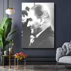 Dikey Kanvas Tablo Atatürk Mutlu Profil İfadesi Atatürk Tablosu Ev Ofis Duvar Dekoru