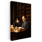 Dikey Kanvas Tablo Atatürk Kütüphane Kitap Okuma Atatürk Tablosu Ev Ofis Duvar Dekoru