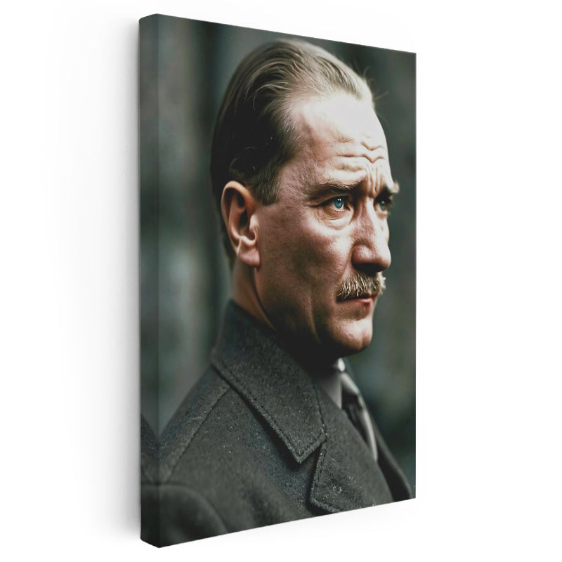 Dikey Kanvas Tablo Atatürk Asil Duruş Palto Atatürk Tablosu Ev Ofis Duvar Dekoru