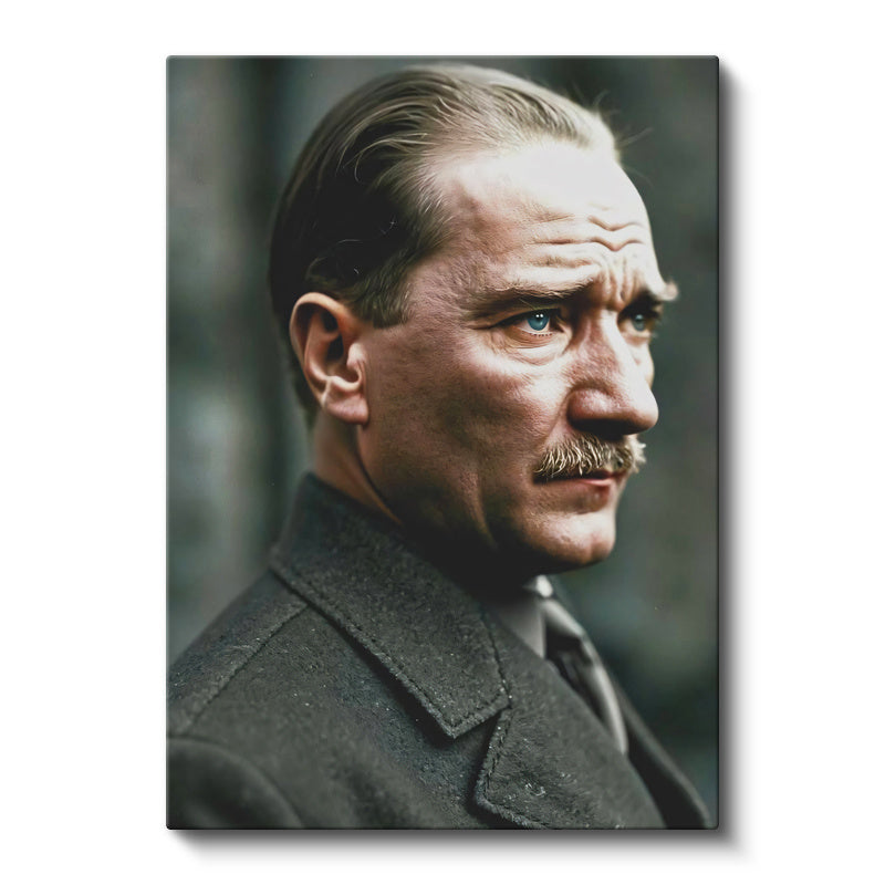 Dikey Kanvas Tablo Atatürk Asil Duruş Palto Atatürk Tablosu Ev Ofis Duvar Dekoru