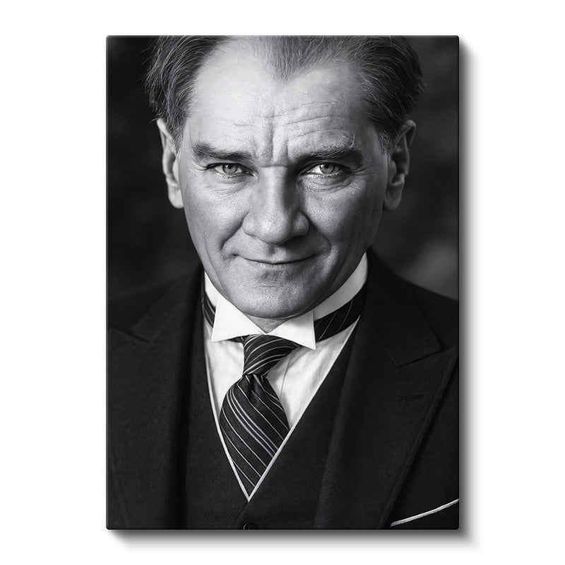 Dikey Kanvas Tablo Atatürk Çizgili Kravat Klasik Giyim Atatürk Tablosu Ev Ofis Duvar Dekoru