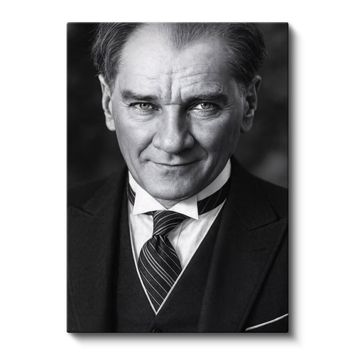 Dikey Kanvas Tablo Atatürk Çizgili Kravat Klasik Giyim Atatürk Tablosu Ev Ofis Duvar Dekoru