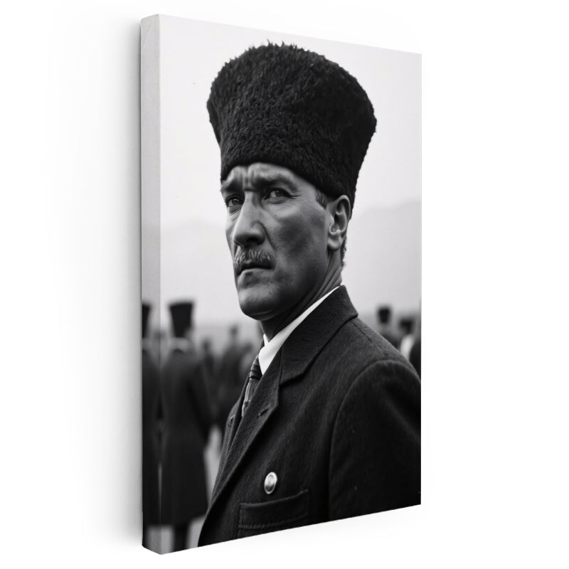 Dikey Kanvas Tablo Atatürk Kalpaklı Cephe Bakış Atatürk Tablosu Ev Ofis Duvar Dekoru