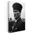 Dikey Kanvas Tablo Atatürk Kalpaklı Cephe Bakış Atatürk Tablosu Ev Ofis Duvar Dekoru