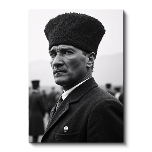 Dikey Kanvas Tablo Atatürk Kalpaklı Cephe Bakış Atatürk Tablosu Ev Ofis Duvar Dekoru