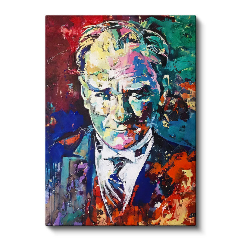 Dikey Kanvas Tablo Atatürk Modern Sanat Soyut Portre Atatürk Tablosu Ev Ofis Duvar Dekoru