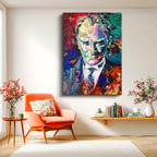 Dikey Kanvas Tablo Atatürk Modern Sanat Soyut Portre Atatürk Tablosu Ev Ofis Duvar Dekoru