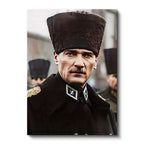 Dikey Kanvas Tablo Atatürk Resmi Üniforma Kalpaklı Bakış Atatürk Tablosu Ev Ofis Duvar Dekoru