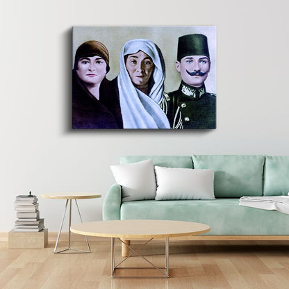 Atatürk Ailesi - Tarihi Aile Portresi Kanvas Tablo