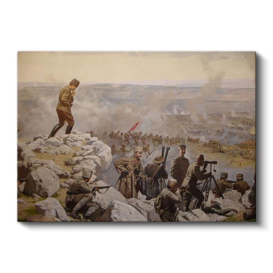 Kurtuluş Savaşı Komutanı Atatürk - Cephede Strateji Kanvas Tablo