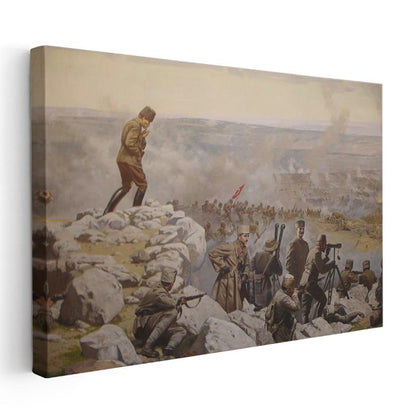 Kurtuluş Savaşı Komutanı Atatürk - Cephede Strateji Kanvas Tablo