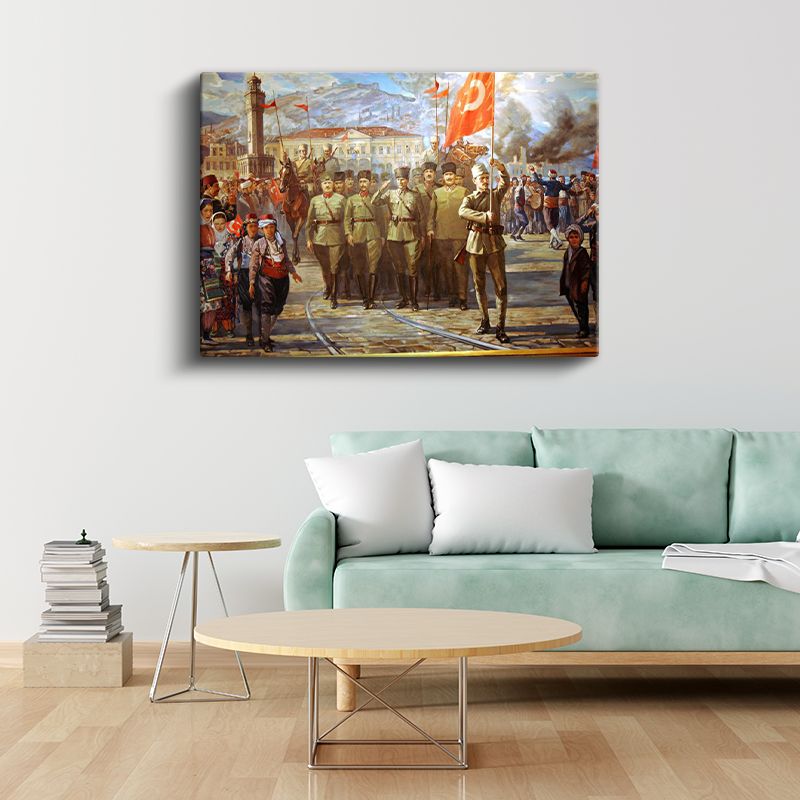İzmir'in Kurtuluşu - Atatürk ve Ordusu Kanvas Tablo